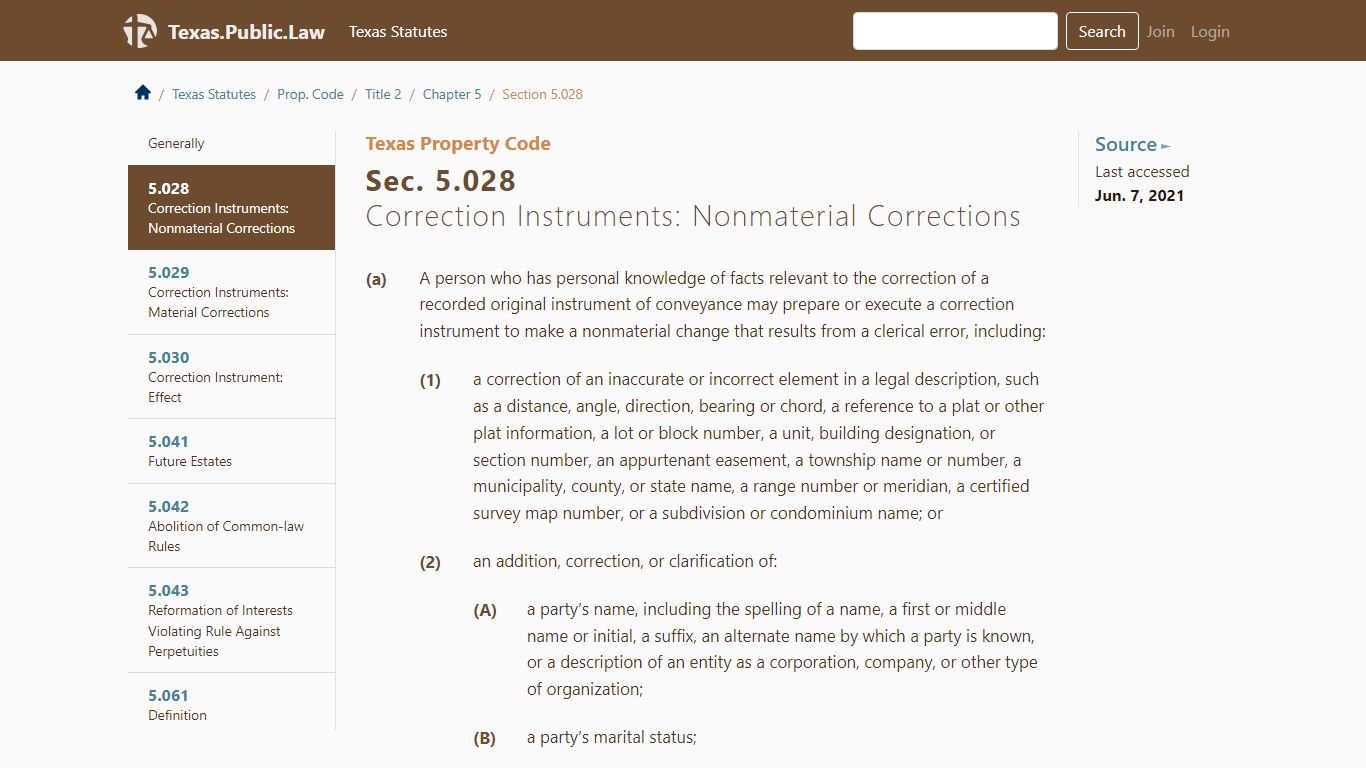 Correction Instruments: Nonmaterial Corrections - texas.public.law